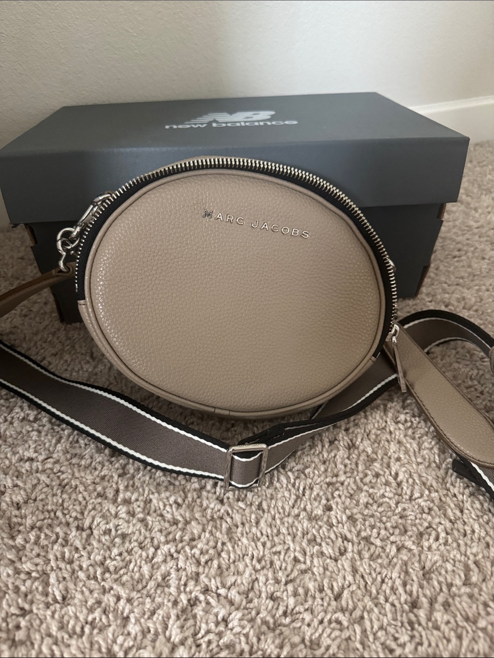 Marc Jacobs Taupe Round Crossbody with Contrast Strap